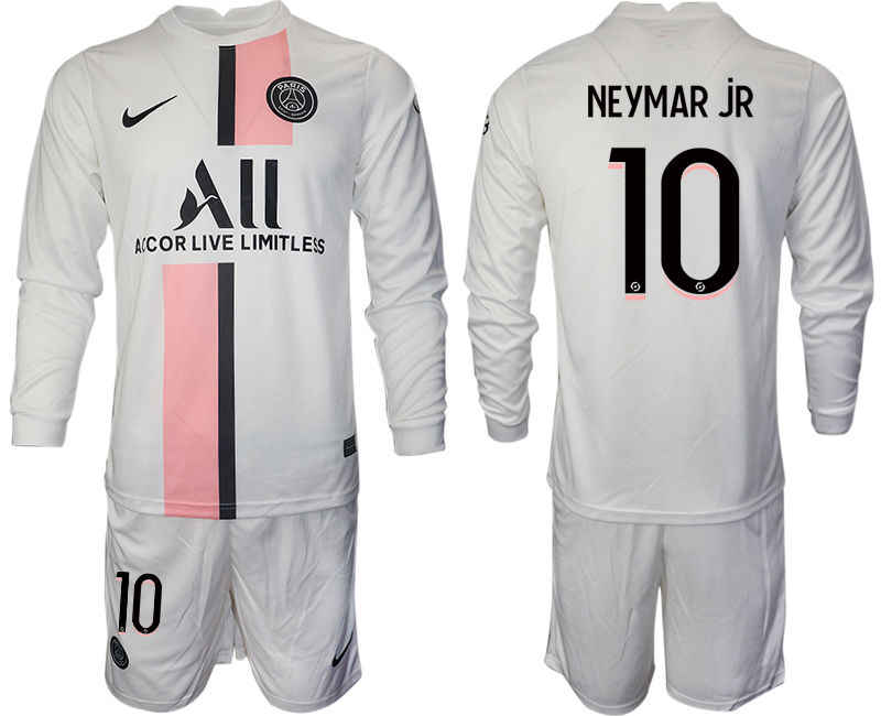 Men 2021-2022 Club Paris St German away white Long Sleeve #10 Soccer Jersey